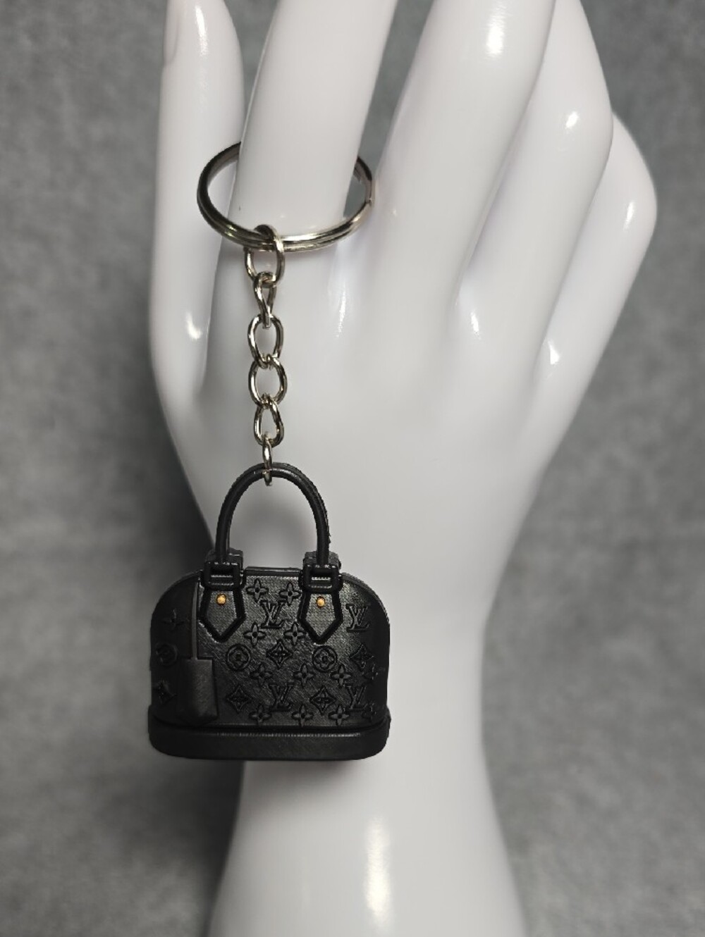 Mini Black Monogram Purse Keychain - Picture 2 of 7